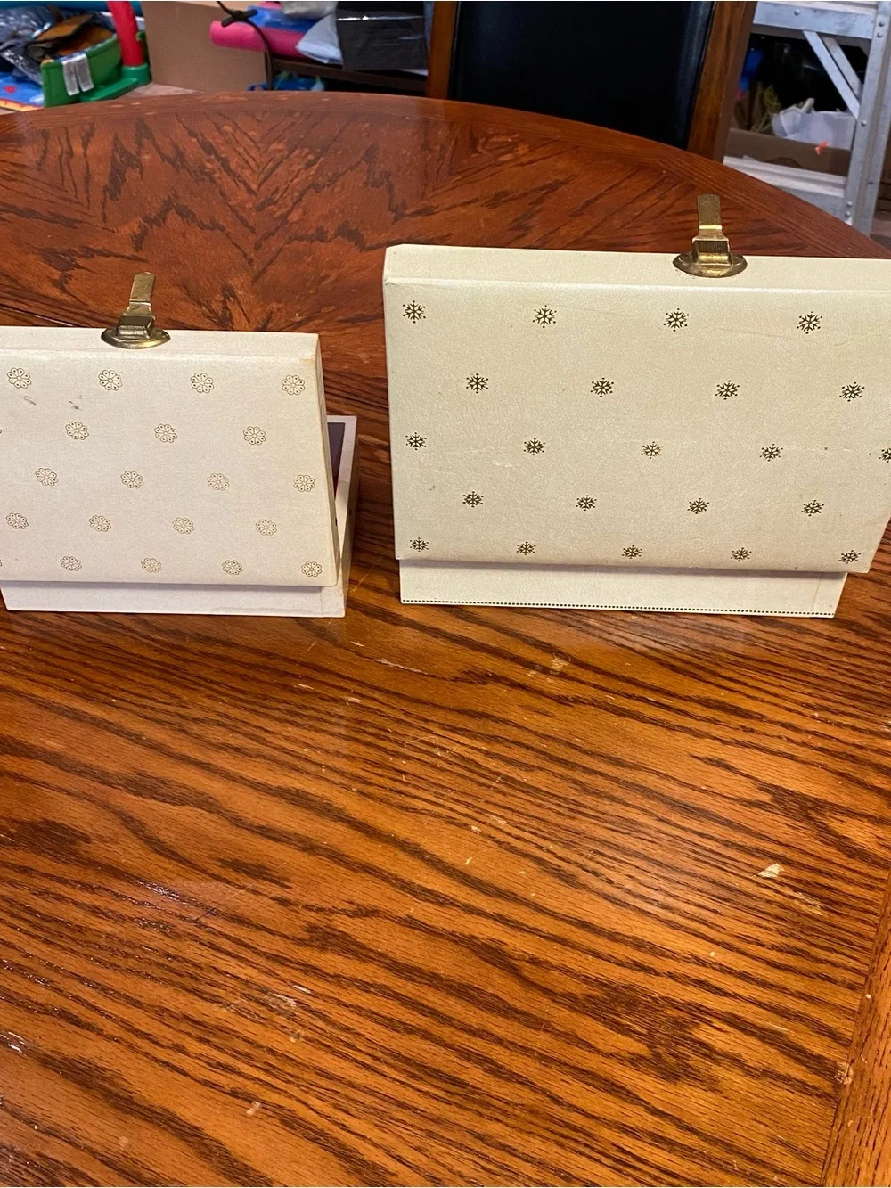 Vintage Jewelry Boxes/Gold Accents/Set of 2/large 1 has hidden compartment